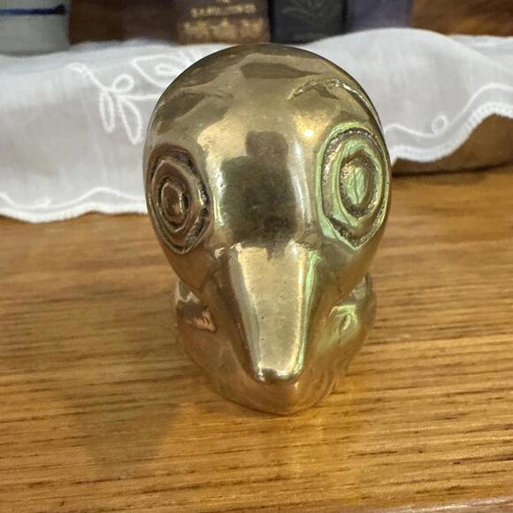 VTG Pair Solid Brass Duck Duckling Baby Figure Decor Paperweight MCM Retro - Picture 5 of 10